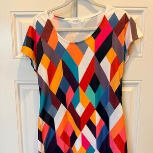NWT MokingTop Multicolor Geometric Print Shift Dress Size L